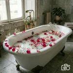 фотосесія у ванній, ідеї для зйомки з квітами у воді